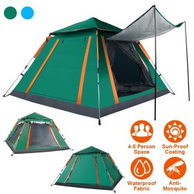 4-5 Person Camping Tent with 2 Mosquito Nets Windows (Color: Green)